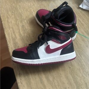 Nike Kids Sneakers in Black, White, and Burgundy